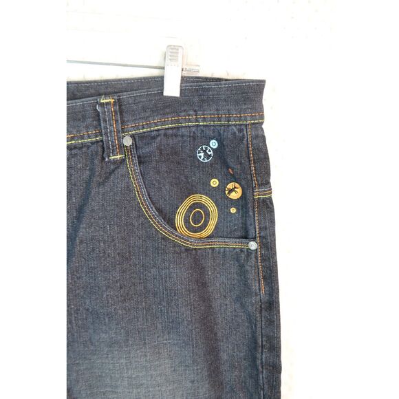 Paco Jeans Men's 38x32 Dark Wash Graphic Print Baggy Y2K Skater Jeans - Picture 5 of 14